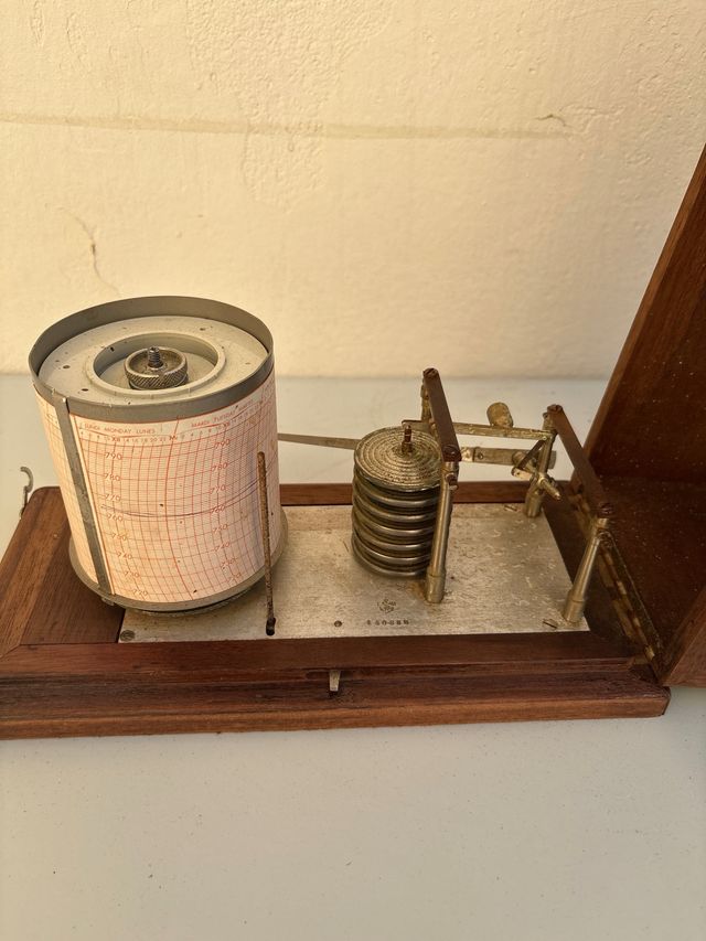 Barógrafo Antiguo Madera y Cristal de coleccioncol