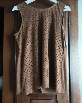 Camisa antelina calada beige/marrón