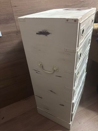 Cassettiera in stile francese bianca e legno