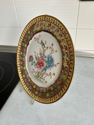 Plato porcelana Guangcai Famille Rose