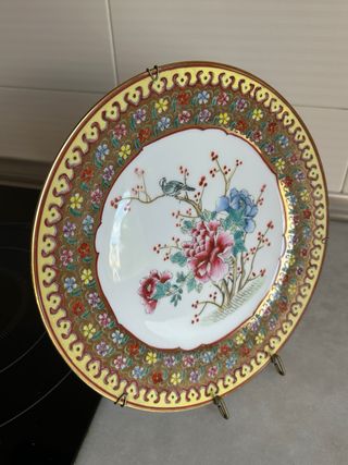 Plato porcelana Guangcai Famille Rose