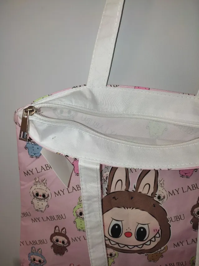 Bolso Tote rosa con estampado Labubu