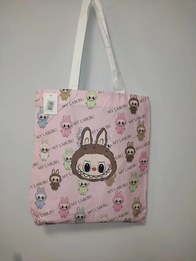 Bolso Tote rosa con estampado Labubu
