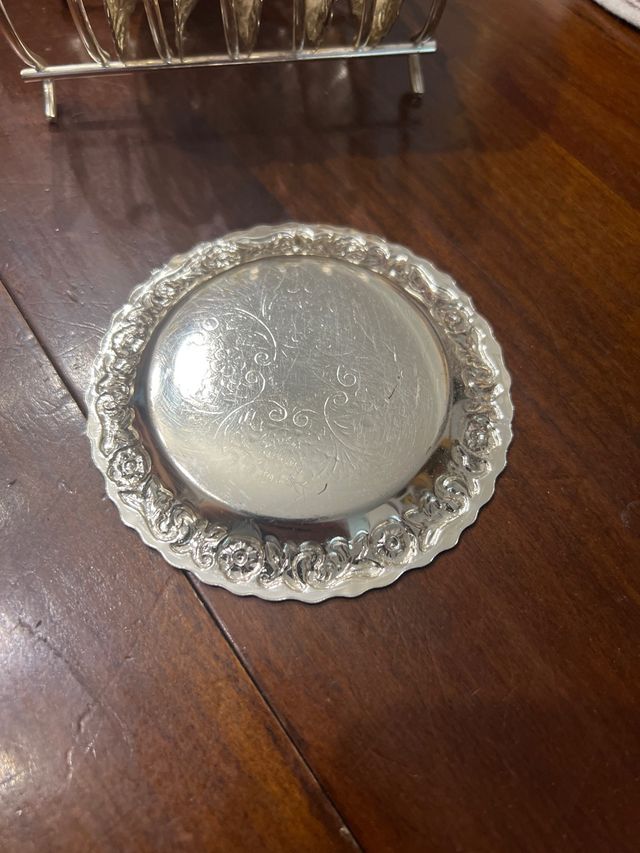 Posavasos de plata alemana con soporte