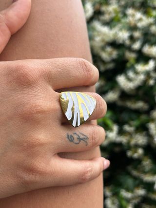 Anello Triangolare Oro Bianco Vintage Acciaio Inox