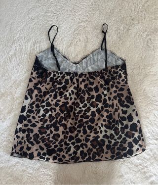 Top lencero leopardo encaje negro Talla M