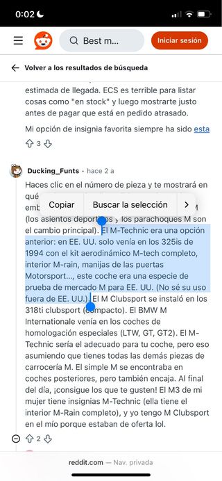 Molduras BMW M Technic E36 Coupe Originales