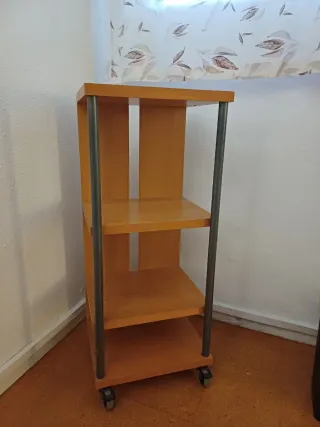 Carro estantería madera y metal con ruedas
