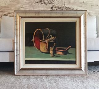 Dipinto vintage olio su tela natura morta anni 70