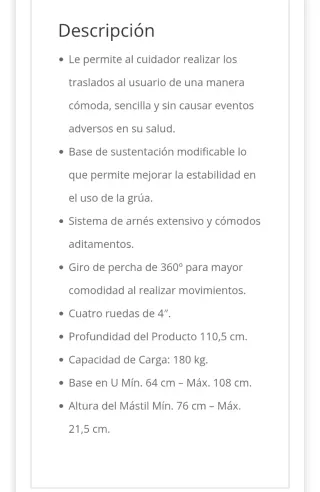 Grúa hidraulica para traslado de pacientes
