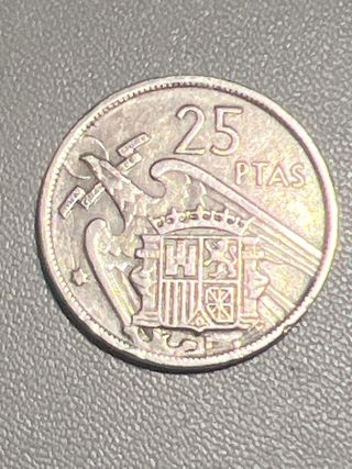 Moneda 25 Pesetas sin número en estrella