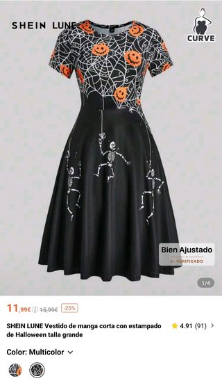 Vestido Halloween SHEIN LUNE Talla Grande