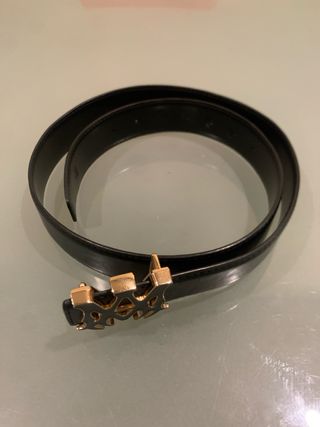 Cintura Amiri Nera con Fibbia Logo Oro