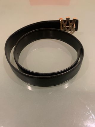 Cintura Amiri Nera con Fibbia Logo Oro