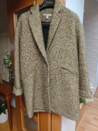Abrigo Lana Zara Talla L Verde Oliva