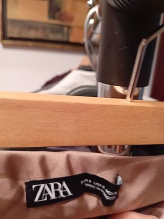 Falda larga satinada beige/rosa