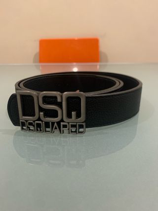 Cintura Dsquared2 Nera Fibbia Logo Argento