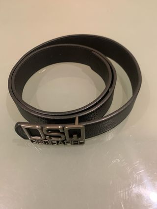 Cintura Dsquared2 Nera Fibbia Logo Argento