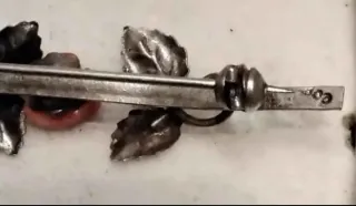 Spilla in Argento 800 Rosellina in Corallo