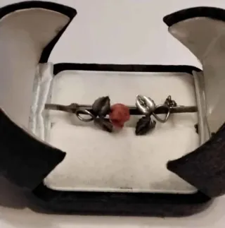 Spilla in Argento 800 Rosellina in Corallo