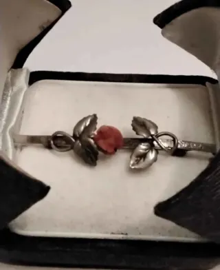 Spilla in Argento 800 Rosellina in Corallo