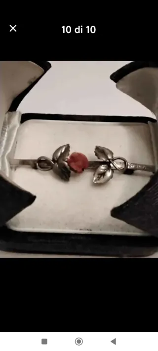 Spilla in Argento 800 Rosellina in Corallo