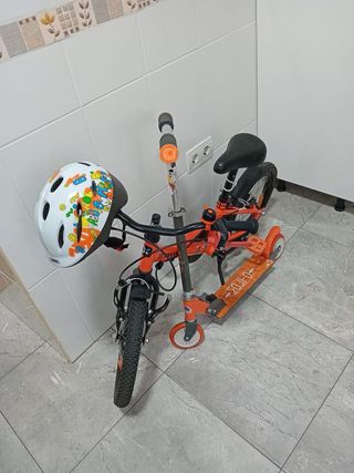 Bicicleta y Patinete Naranja