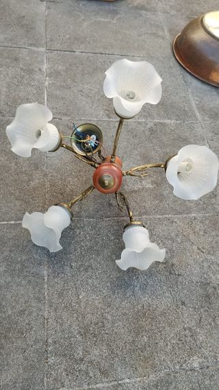 Lámpara colgante madera y metal