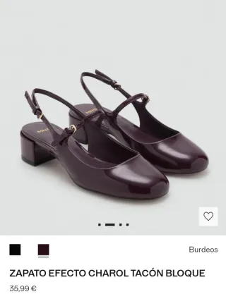 Zapatos Charol Tacón Bloque Burdeos Mango