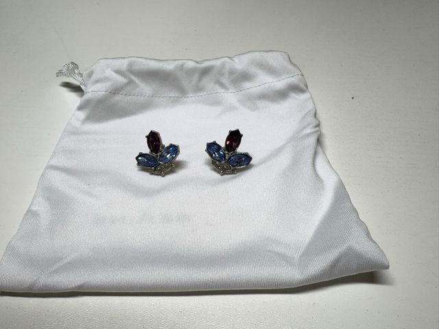 Pendientes pedrería azul y morado