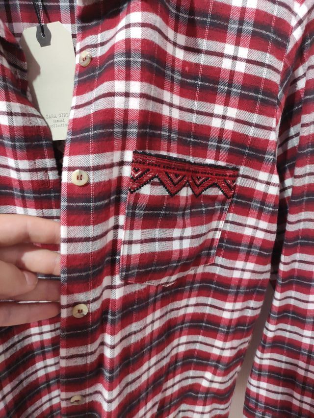 Camisa cuadros Zara roja y blanca