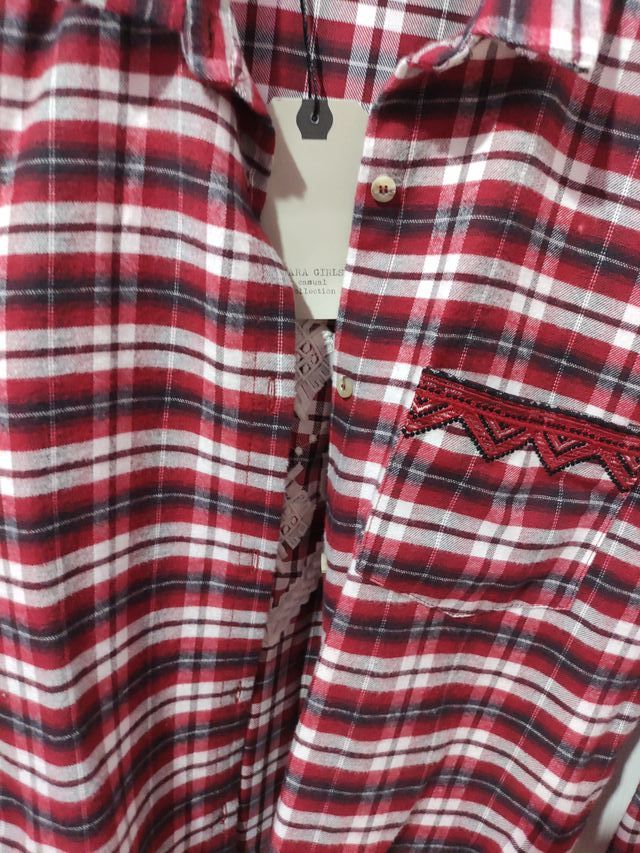 Camisa cuadros Zara roja y blanca