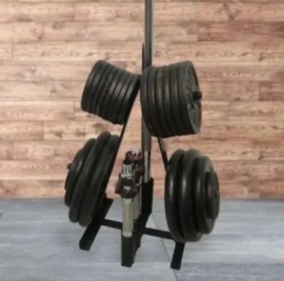 Soporte discos pesas barras mancuernas árbol peso 