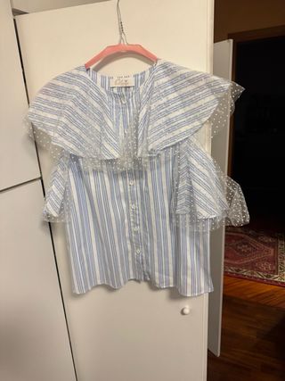 Camicetta Olive righe blu e bianche