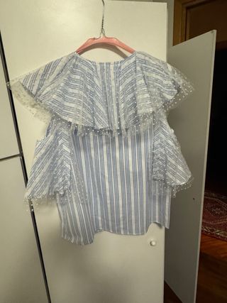 Camicetta Olive righe blu e bianche