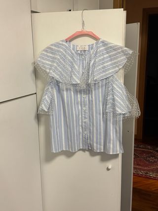 Camicetta Olive righe blu e bianche