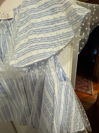 Camicetta Olive righe blu e bianche