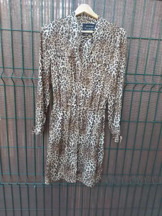 Vestido animal print beige y marrón
