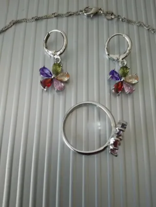 Conjunto de Joyas Florales Multicolor