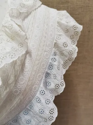 Blusa vintage romántica encajes y cintas seda, S/M