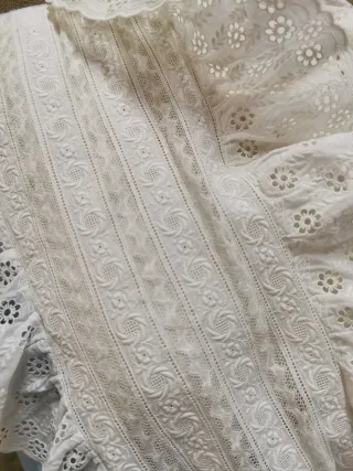 Blusa vintage romántica encajes y cintas seda, S/M