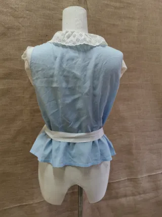 Blusa vintage romántica encajes y cintas seda, S/M
