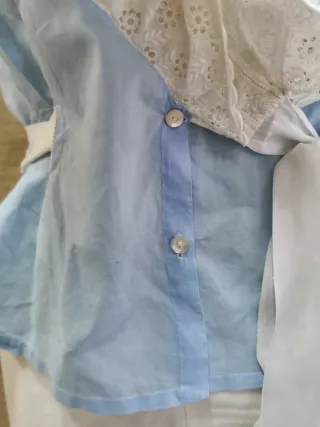 Blusa vintage romántica encajes y cintas seda, S/M
