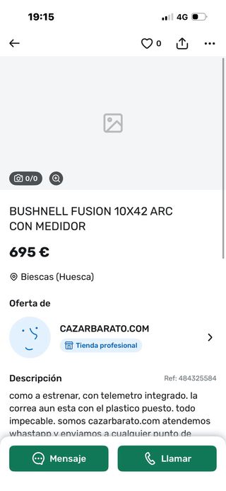 Prismáticos Bushnell 10x42 Fusion Láser