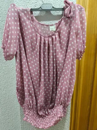 Blusa gasa lunares rosa talla XL