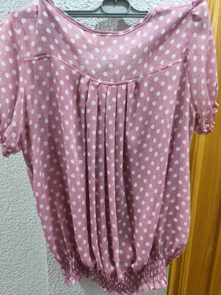 Blusa gasa lunares rosa talla XL