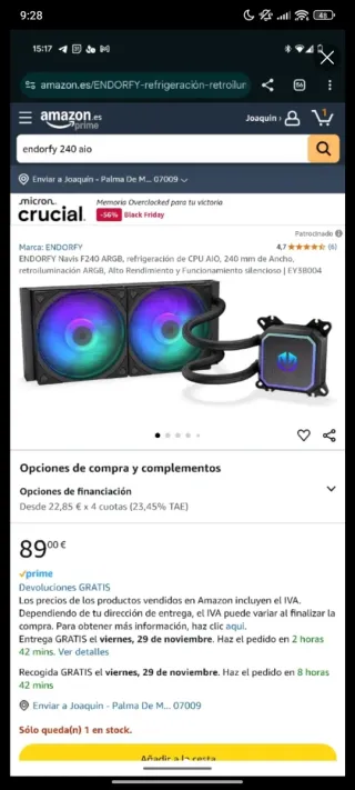 Raffreddamento CPU ENDOFY NAVIS F240 ARGB