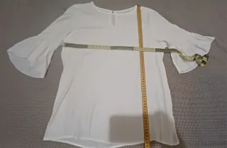 Blusa blanca mujer manga acampanada, talla M