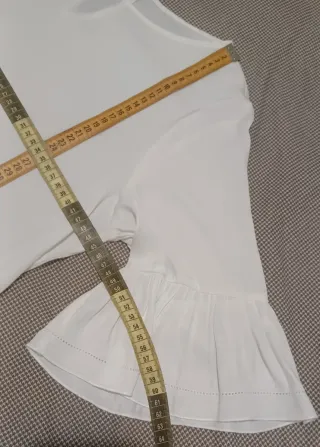Blusa blanca mujer manga acampanada, talla M