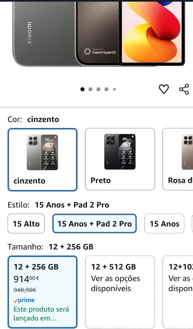Xiaomi 15T + Tablet Redmi Pad 2 Pro Preto